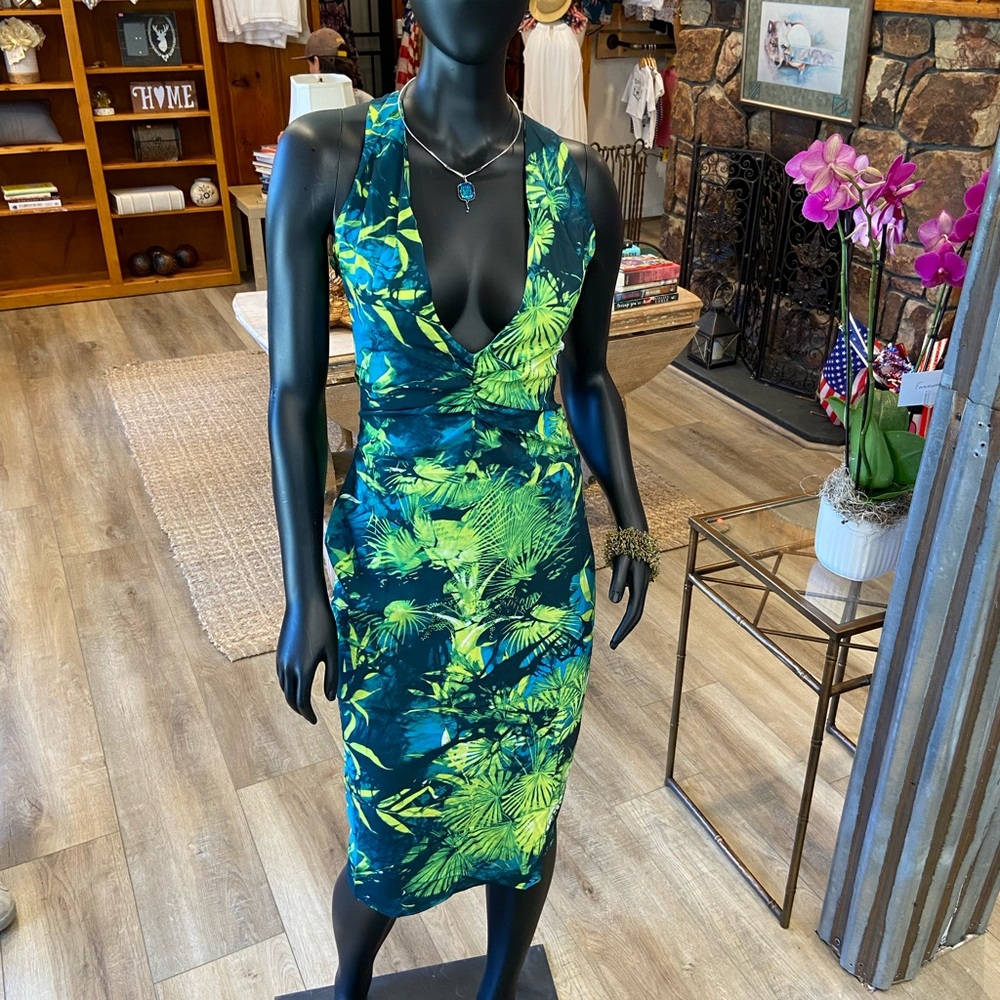 Versace Jungle Signature Print Halterneck Dress